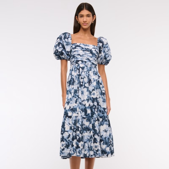 Abercrombie & Fitch Dresses & Skirts - Abercrombie & Fitch Emerson Poplin Puff Sleeve Midi Dress